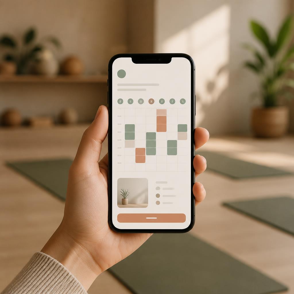 TeamUp Members booking app on a smartphone